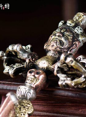 欧斯特 十字五股金刚客厅橛摆件 尼泊尔手工 三色铜做旧工艺品