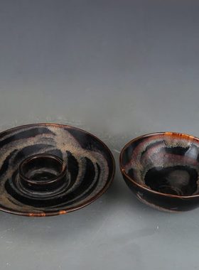 宋瓷器宋代吉州窑窑变茶盏杯盏托盏仿古瓷器古董古玩老货收藏品