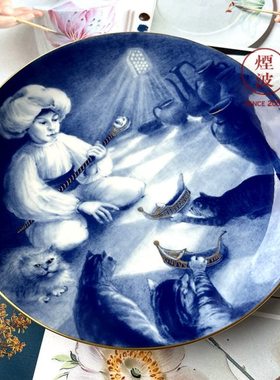 德国MEISSEN梅森瓷器 童话系列小矮人慕克 1986描金赏盘 挂盘25CM