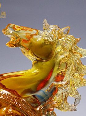 生肖马摆件琉璃工艺品马到成功客厅桌面水晶装饰品送领导创意礼品