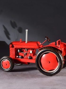 复古铁艺东方红小四轮手扶拖拉机爬山虎推土机挖掘机模型摆件车模