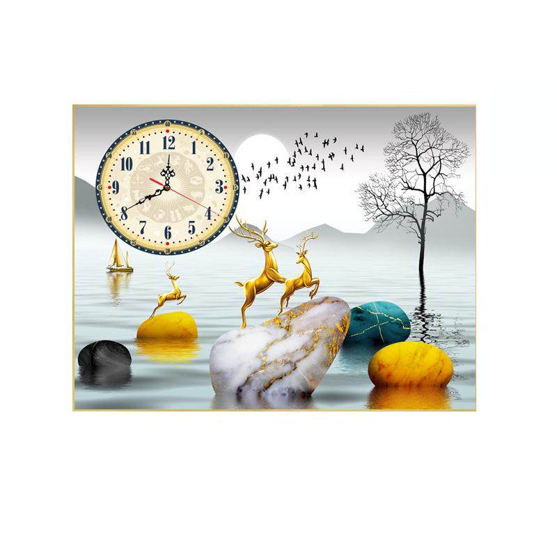 遮挡电表箱装饰画带钟表配电箱电闸挂画免打孔铝合金框 - 图1