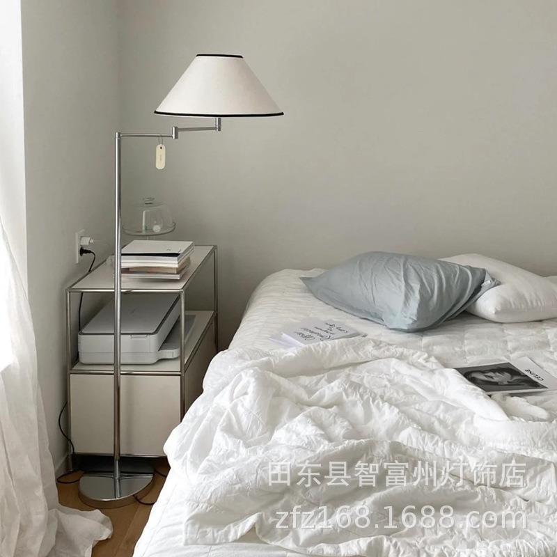 New Korean Nordic style bedroom bedside study swingable fabric girly decorative floor lamp with personality