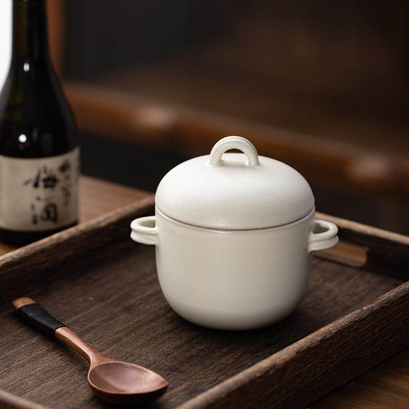 家用小号陶瓷炖盅燕窝隔水带盖子炖罐日式覆古汤盅民宿酒店粗陶汤,淘宝优惠券,粉丝福利购,淘宝优惠卷