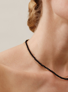 Le' Murmure 限量典藏黑金线  獨家纯手工多层叠戴黑玛瑙18k项链