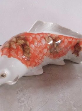 锦鲤三条 陶瓷工艺品摆件 石湾公仔 家居饰品客厅摆设 鲤鱼 挂壁