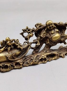 包邮纯铜弥勒佛摆件黄铜布袋和尚福满乾坤大肚笑佛客厅招财工艺品