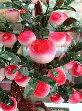 玉石盆景 28仙桃树 玉器客厅办公室摆件家居饰品送礼工艺品可定做