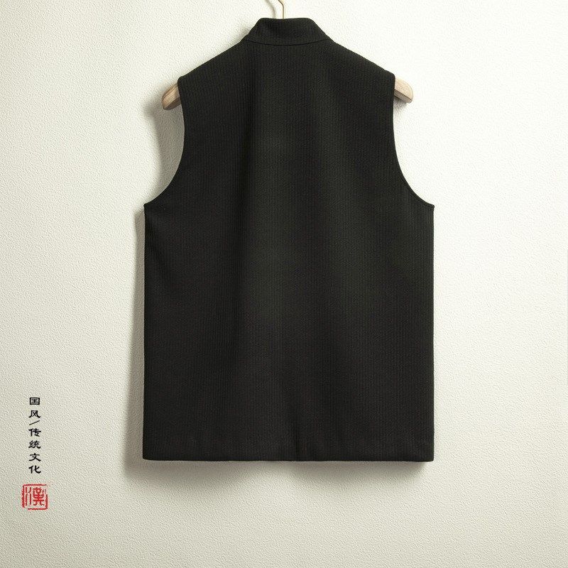 马夹男式中国风男装无袖坎肩立领新中式唐装2024新款男士针织马甲,淘宝优惠券,粉丝福利购,淘宝优惠卷