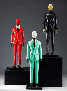 个性西装模型雕塑摆件网红公仔商场橱窗陈列道具客厅落地装饰道具