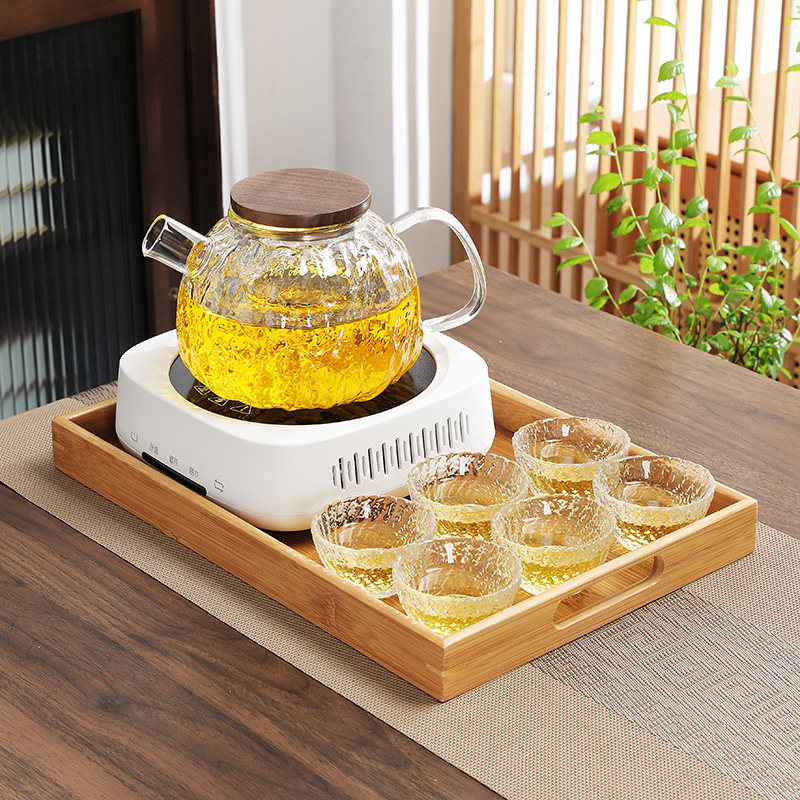 Tea room electric tea stove household Japanese tea set tea set electric pottery stove heating glass flower teapot with filter