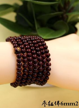 檀香小佛珠手链 紫檀木佛珠多层男女手串沉香木108颗木质手饰手镯