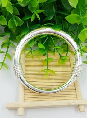 绕丝纯手工手镯999纯银厚重手镯闭口时尚银镯100克可来料加工