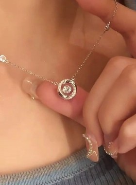 莫比乌斯环999纯银项链女士轻奢小众2024新款爆款跳动的心锁骨链