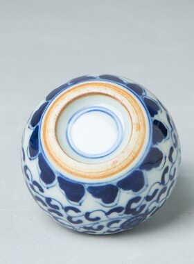 仿古瓷器 清康熙风格 青花缠枝莲纹水盂（ 配民国老水盂勺一根）