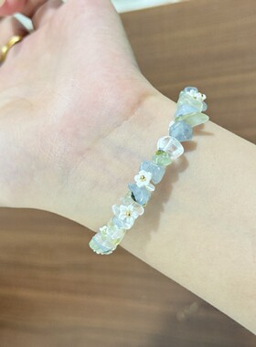 多巴胺甜美风花朵碎石串珠手链精