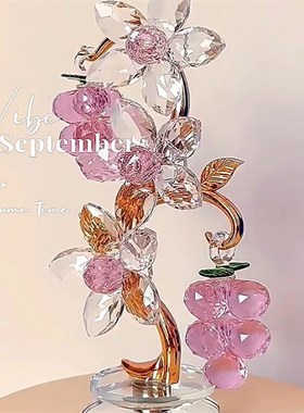 高档水晶葡萄花朵摆件电s视柜酒柜客厅玄关样品P房家居装饰创意礼