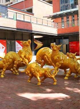 户外抽象斗牛士玻璃雕钢塑林景园观小区抽象牛商广场房陈地产美装