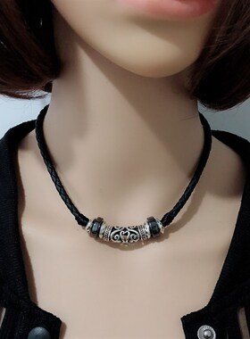 项链女韩版 项圈日韩颈带学生 简约创意项链黑色绳子锁骨链女潮人