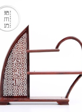 红木博古架小型多宝阁红酸枝茶具架实木置物架紫砂茶壶盆景展现货
