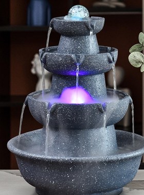 流水喷泉桌面摆件循环风水球轮鱼缸假山家居装饰礼品招财乔迁开业