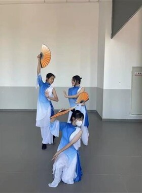 醉春风折扇中国风舞蹈专用渐变古典舞古风跳舞双面易开合纸扇子