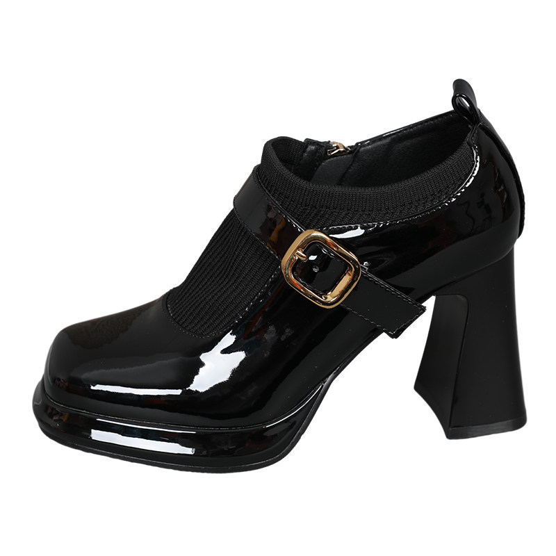 高跟鞋女2024年春秋季新款防水台粗跟深口单鞋皮带扣方头百搭女鞋,淘宝优惠券,粉丝福利购,淘宝优惠卷