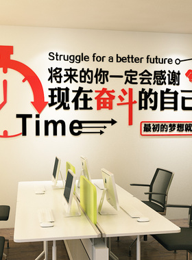 公司企业文化墙布置贴画亚克力字画3D立体贴纸办公室装饰励志墙贴