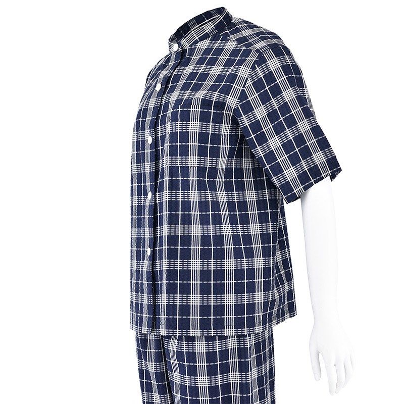 日式泡泡纱睡衣女款短袖薄款夏季纯棉男士短裤家居服套装格子条纹,淘宝优惠券,粉丝福利购,淘宝优惠卷