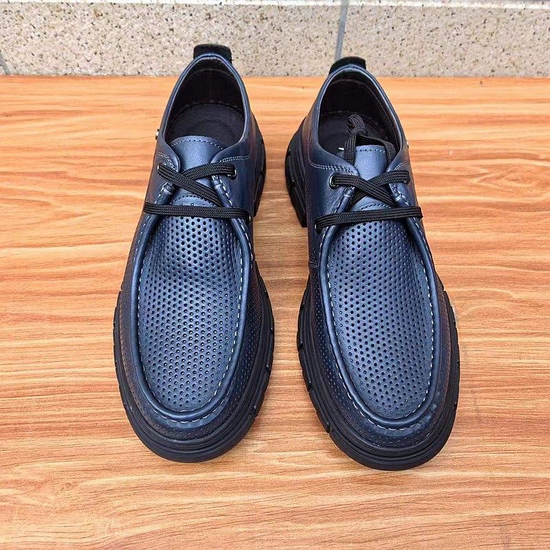 优质牛皮男鞋厚底系带夏季镂空凉鞋透气商务休闲皮鞋男真皮缝线,淘宝优惠券,粉丝福利购,淘宝优惠卷