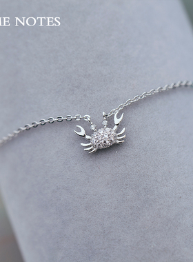 银项链女可爱螃蟹925银锁骨链巨蟹座小巧韩版银饰品生日七夕首饰