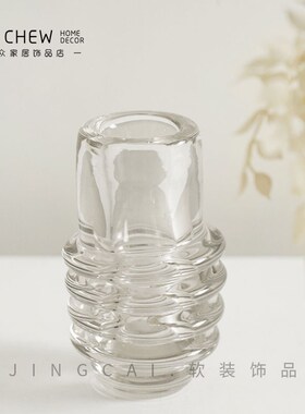 轻奢简约现代透明白色螺旋玻璃花瓶样板间售楼处客厅家居装饰摆设