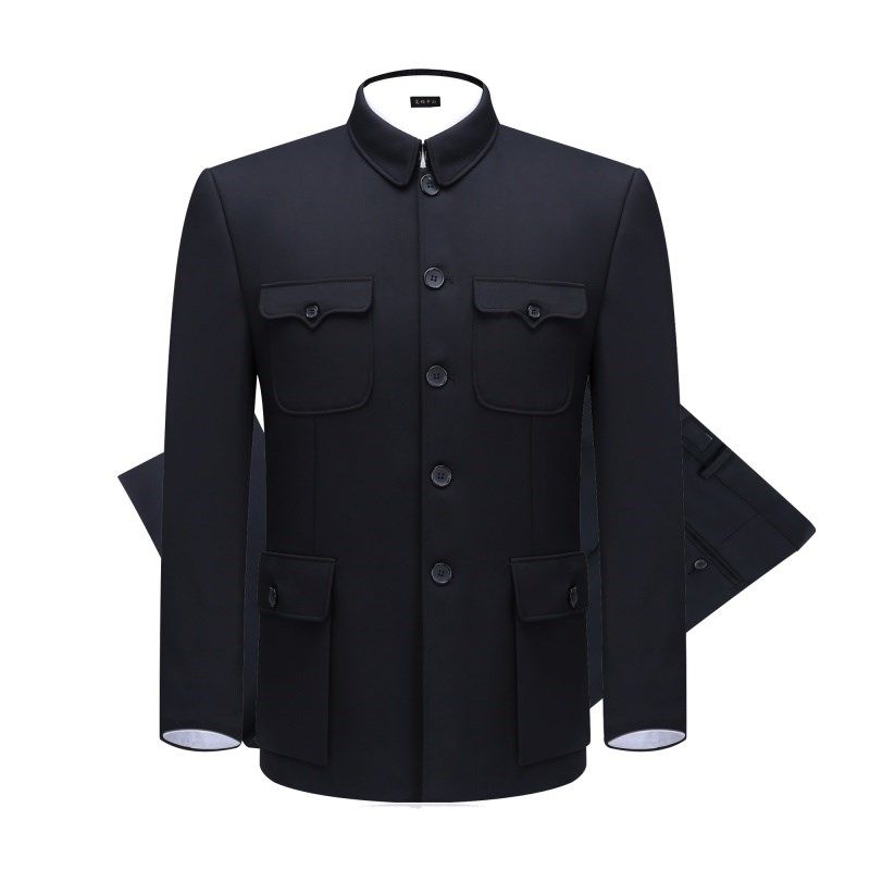 Zhongshan suit men's suit middle-aged and elderly father's suit vintage Zhongshan suit elderly coat spring and autumn men's suit elderly grandfather's suit