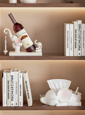 创意大象红酒架摆件现代轻奢高档葡萄酒托家居摆设客厅酒柜装饰品