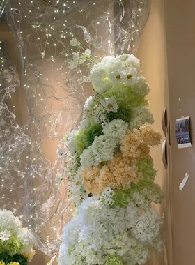 幼儿园云雾网吊顶花艺装饰梦w幻金属网舞台造型背景装饰细纱铁丝