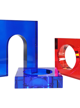 简约轻奢书柜创意客厅装饰家居饰品样板房透明水晶拱门型纸镇摆件