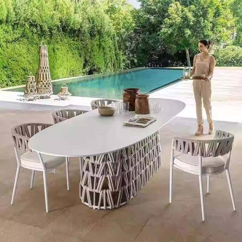 板餐桌户外藤椅阳台茶三桌椅合休闲庭院室外组轻奢SM-030网红岩件 - 图1