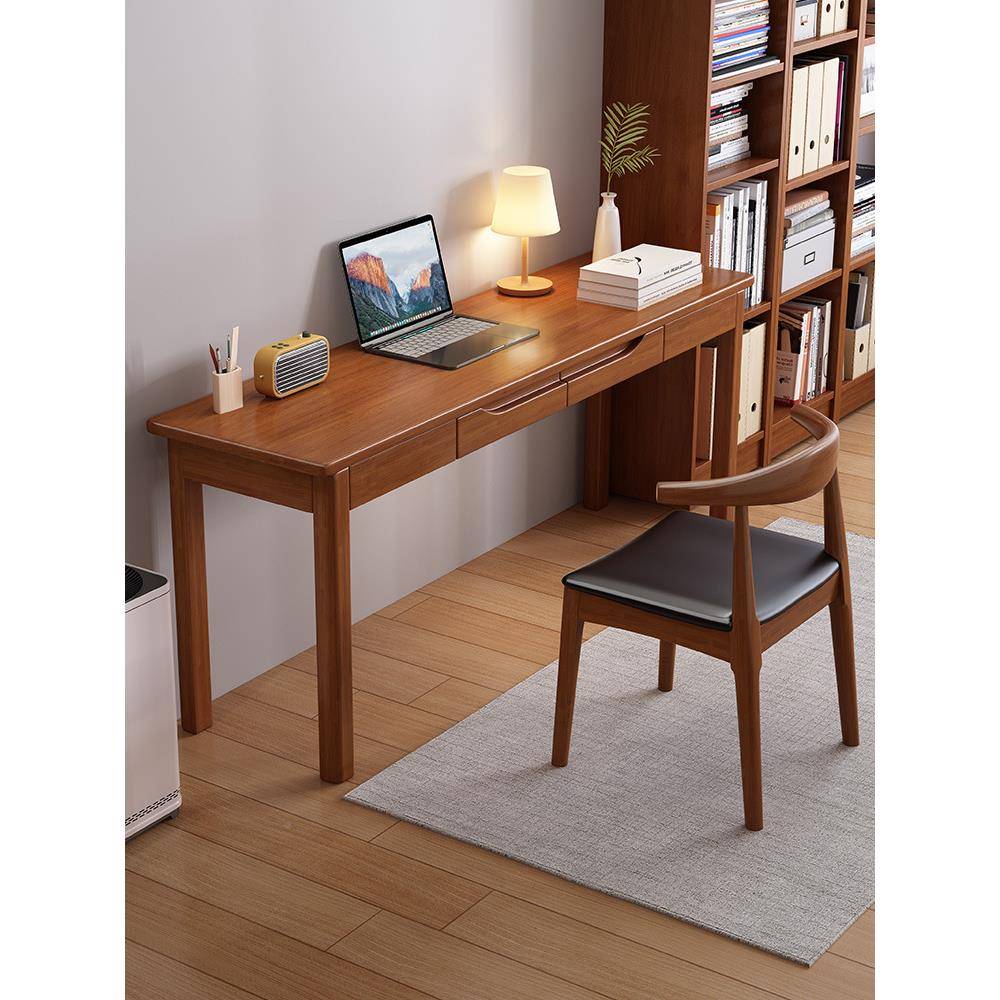 实木窄书桌家4045宽办公电脑现代桌卧室小户型用学生/HS中式直学 - 图0