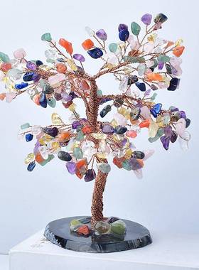 紫水晶树天饰然水晶树手工石装玛室瑙片石矿宝415456物装饰品办公