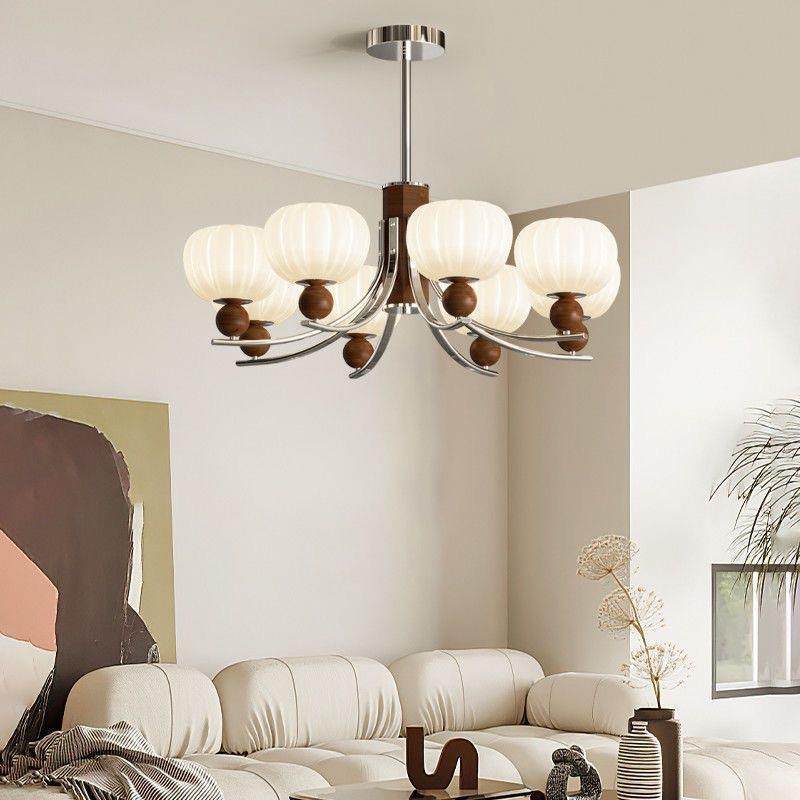 法式中古胡桃木南瓜灯餐厅灯轻奢复古设计感护眼主卧室灯客厅吊灯,淘宝优惠券,粉丝福利购,淘宝优惠卷