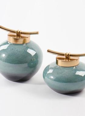 fc新中式摆件陶瓷罐博古架展示柜样板间酒柜办公室家居软装饰品