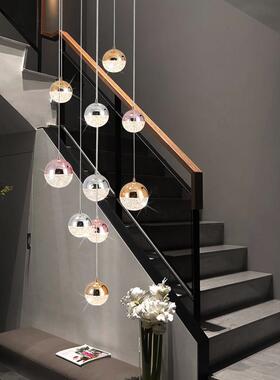 轻奢楼梯吊灯挑高客厅loft复式楼餐厅灯具别墅旋转楼梯间长吊灯