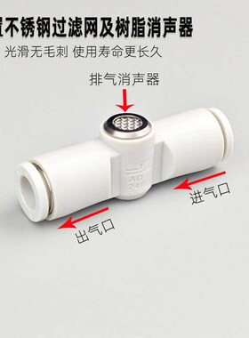 气动快速管道排气阀接头AQ240F04-00 340F06-00  04-04内置消声器