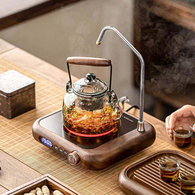 属茶白生活胡桃木动默认项电陶炉煮壶家高档新款玻璃烧水泡用茶可,淘宝优惠券,粉丝福利购,淘宝优惠卷