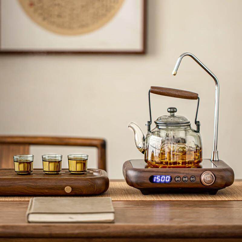 属茶白生活胡桃木动默认项电陶炉煮壶家高档新款玻璃烧水泡用茶可,淘宝优惠券,粉丝福利购,淘宝优惠卷