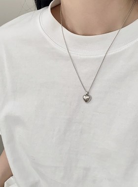 纯银爱心项链小众设计感高级感法式冷淡风简约气质夏天叠戴颈链