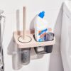 Toilet brush for home use without dead corners, no punching, wall-mounted bathroom toilet brush, drainable long-handled storage rack