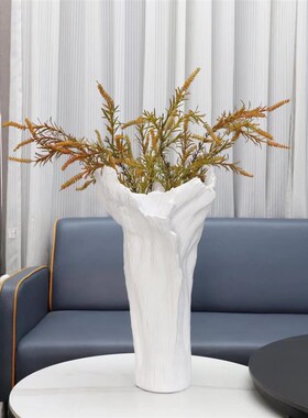 现代简约花瓣设计白色q展厅干花瓶样板房客厅摆件售楼处插花摆件