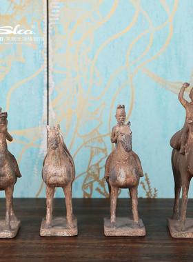 装树脂仿泥塑工路艺品摆件室内饰丝绸之人物陶俑丝路陶人泥 塑雕