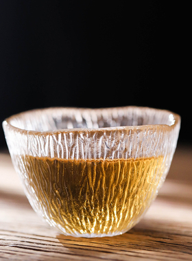 日式落樱杯玻璃雨落杯茶杯加厚锤纹主人杯功夫茶盏小专用个人单杯